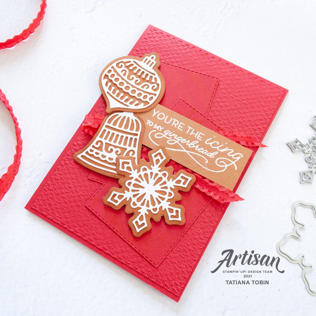 Tatiana Creative Stamping Adventure 2021 Artisan Design Team Member - Christmas Card featuring the Gingerbread & Peppermint Suite from Stampin' Up!®