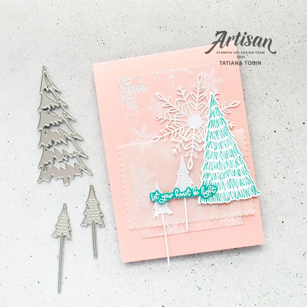 Tatiana Creative Stamping Adventure 2021 Artisan Design Team Member - 6"x6" One Sheet Wonder cards using Whimsical Trees Bundle and Whimsy & Wonder DSP from Stampin' Up!®