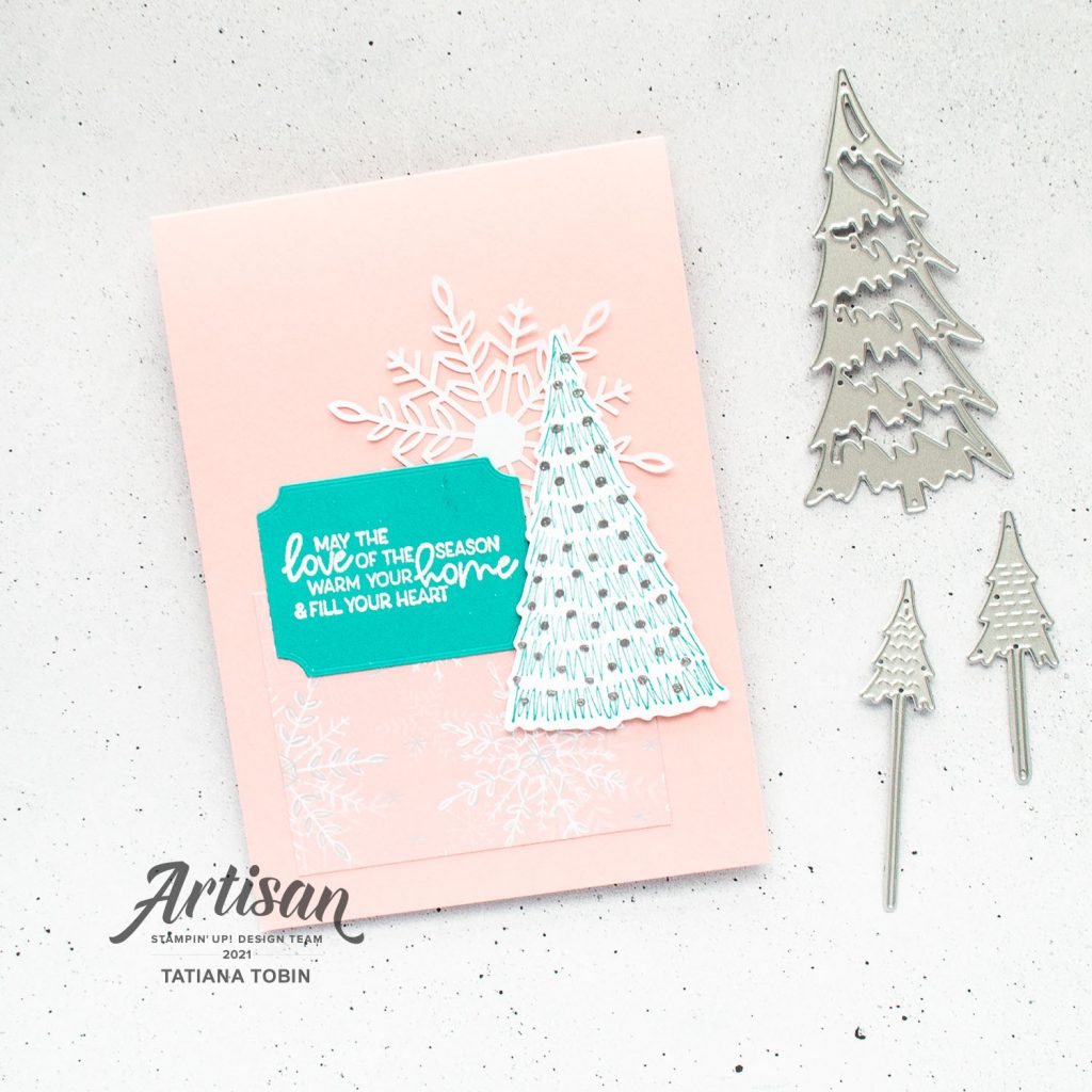 Tatiana Creative Stamping Adventure 2021 Artisan Design Team Member - 6"x6" One Sheet Wonder cards using Whimsical Trees Bundle and Whimsy & Wonder DSP from Stampin' Up!®