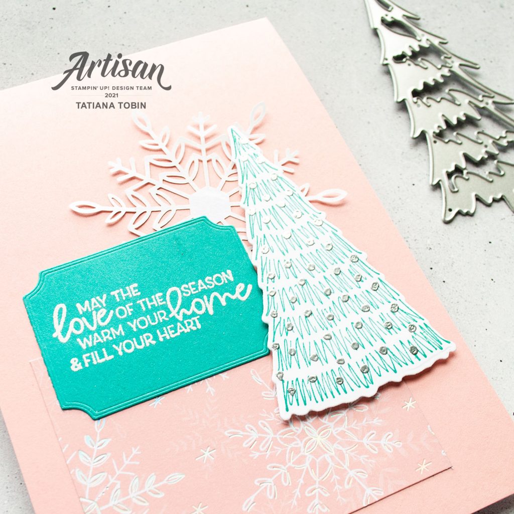 Tatiana Creative Stamping Adventure 2021 Artisan Design Team Member - 6"x6" One Sheet Wonder cards using Whimsical Trees Bundle and Whimsy & Wonder DSP from Stampin' Up!®