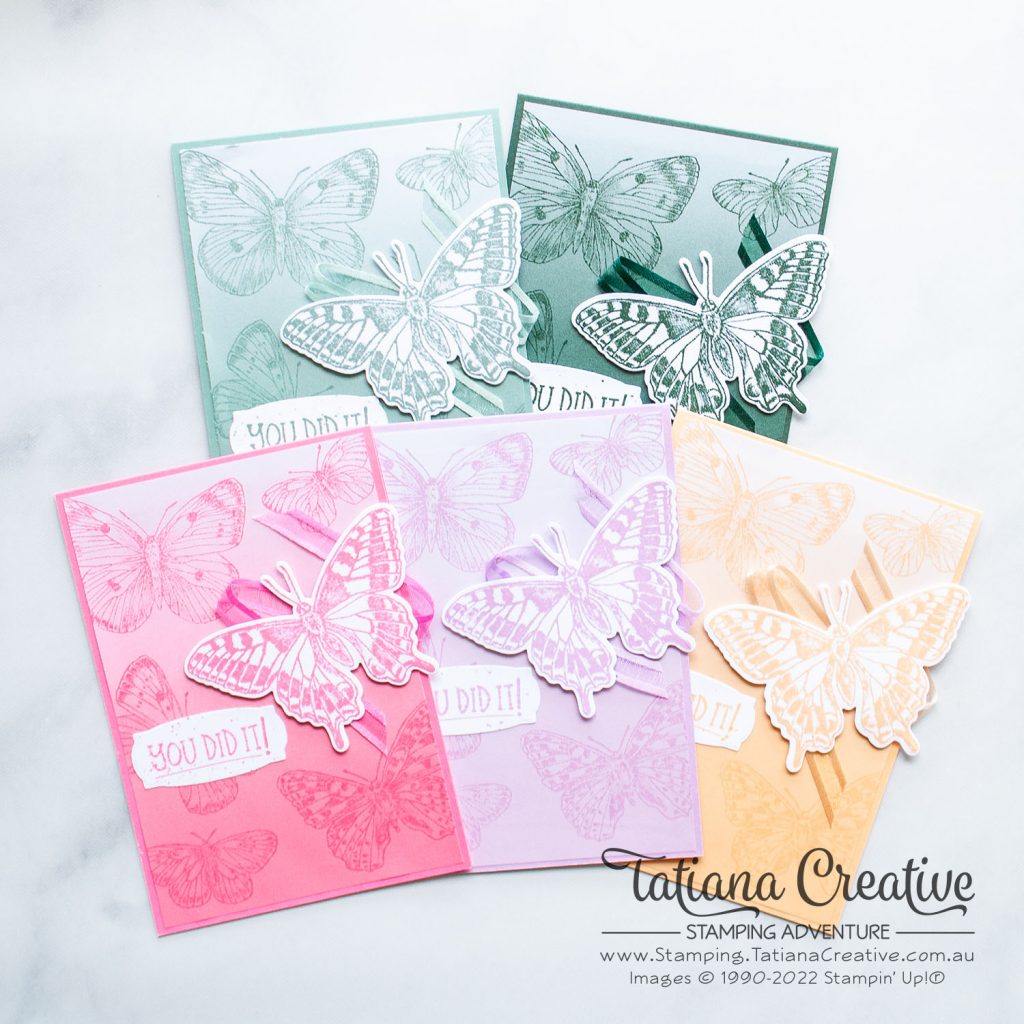 Tatiana Creative Stamping Adventure - 2021-2022 In Colors Card using Butterfly Brilliance Bundle and Ombre Gift Bags both from Stampin' Up!®