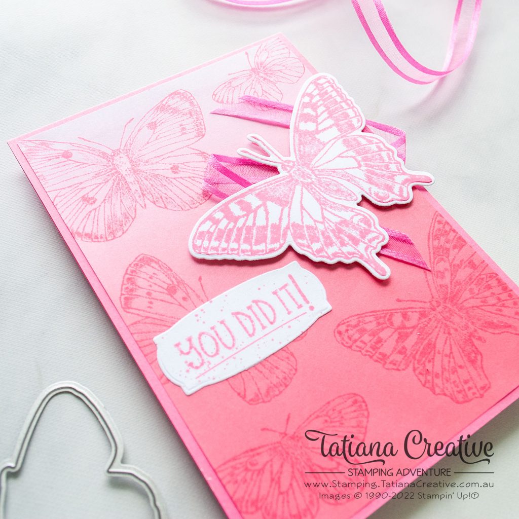 Tatiana Creative Stamping Adventure - 2021-2022 In Colors Card using Butterfly Brilliance Bundle and Ombre Gift Bags both from Stampin' Up!®