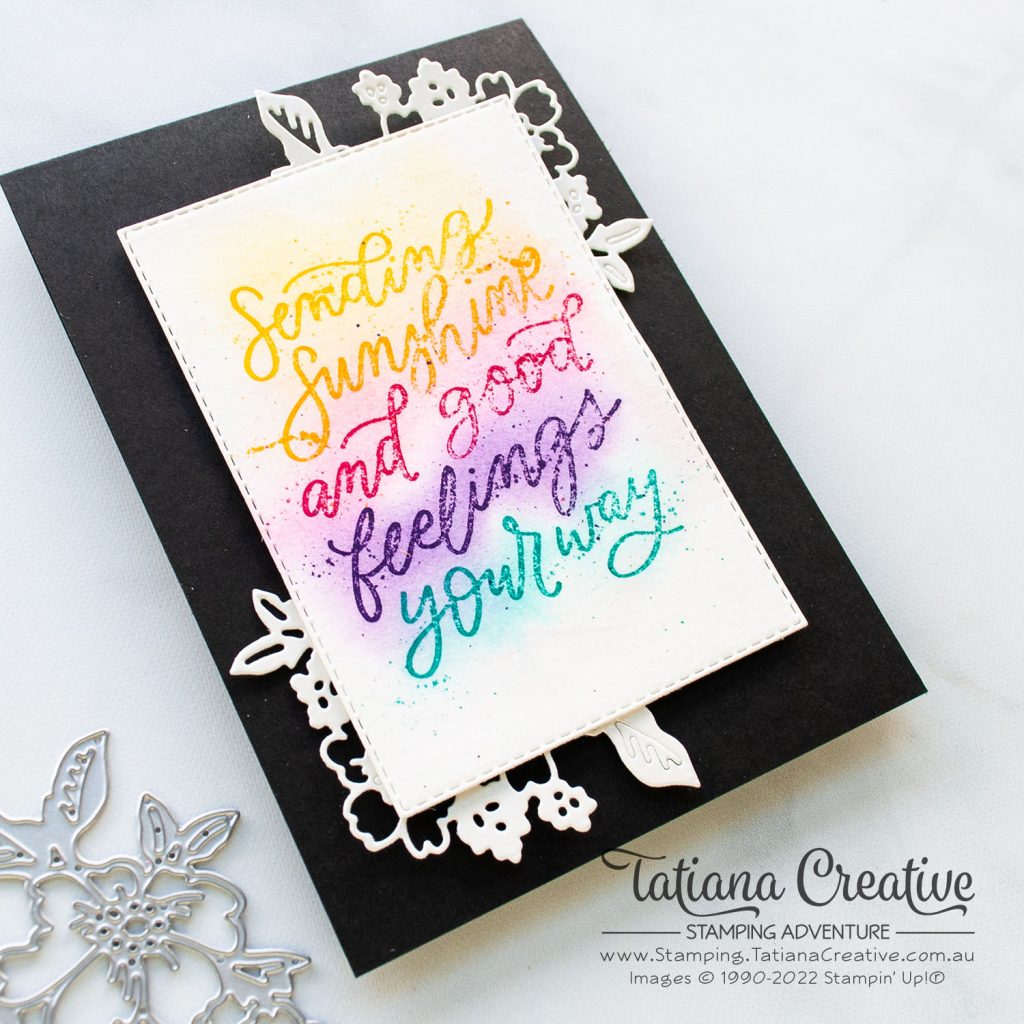 Tatiana Creative Stamping Adventure - Rainbow Watercolour card using Good Feelings stamp set from Stampin' Up!®