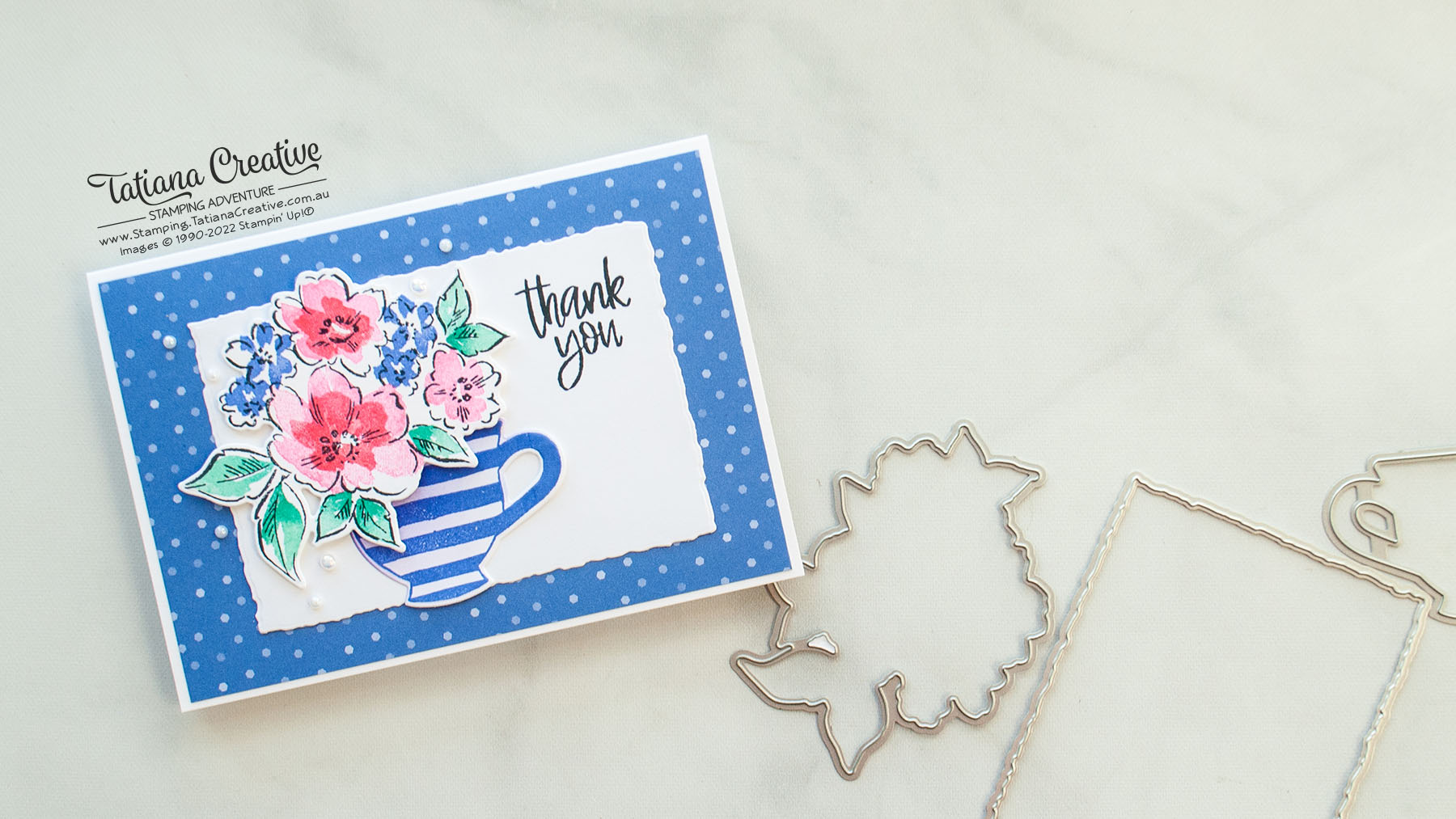 Stampin’ Up!® Hand-Penned Petals with Cup of Tea Thank You Card